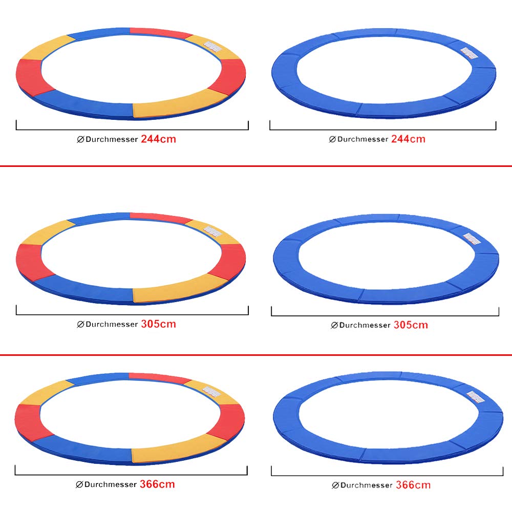 Telo di copertura per trampolino Ø244/305/366 cm, resistente agli strappi, resistente ai raggi UV, tappetino di sicurezza impermeabile – blu/colorato