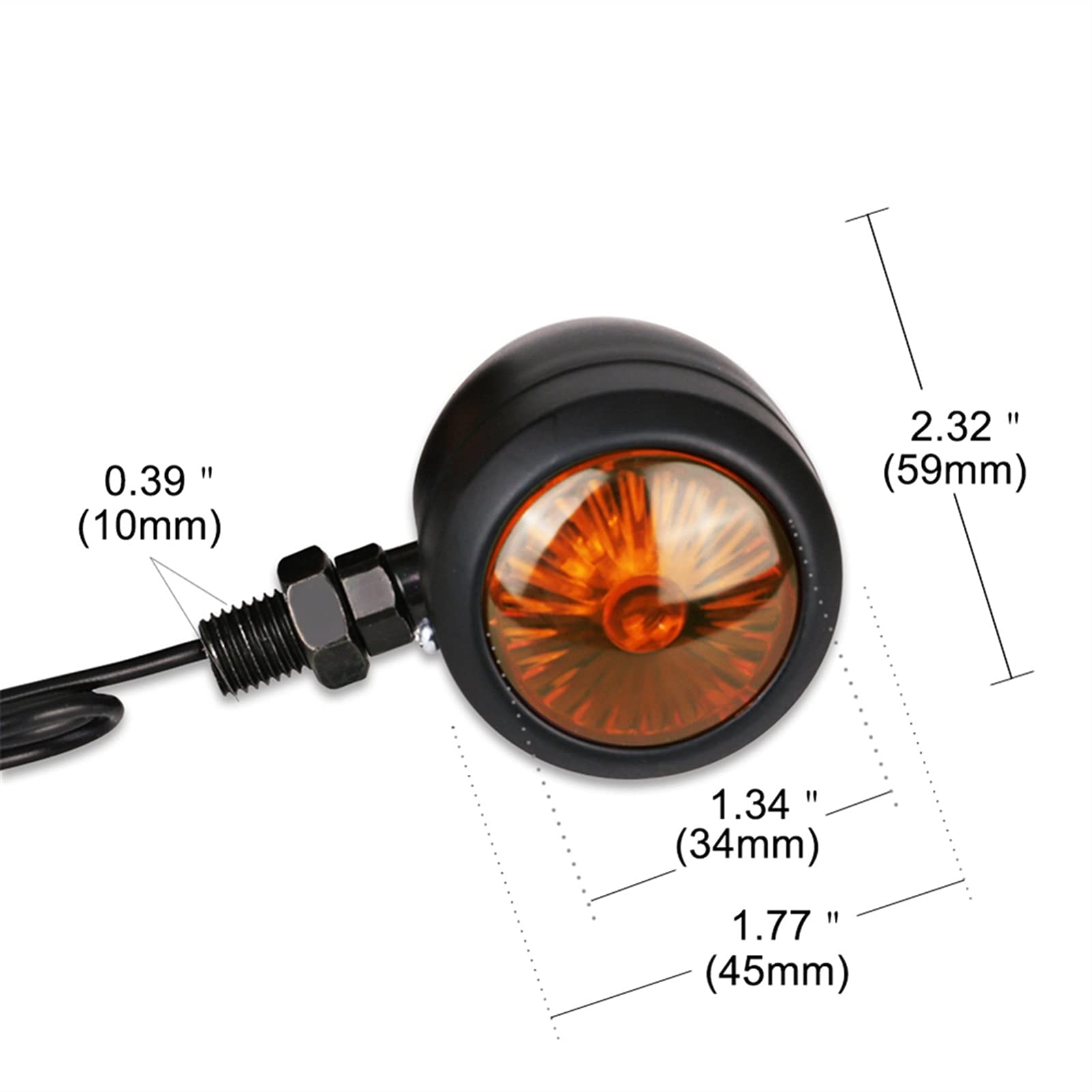 Frecce Moto,Indicatori di Direzione per Moto Indicatore dei segnali di direzione del motociclo Universale 12V Retro Luci del segnale della moto Retro Blinker del metallo 2 PC Black Chrome(4PC Black)