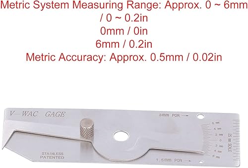 Miniatura 4 de VWAC - Medidor de soldadura, alambre de acero inoxidable, calibre de grosor, herramienta de medición de soldadura de inspección (métrica)