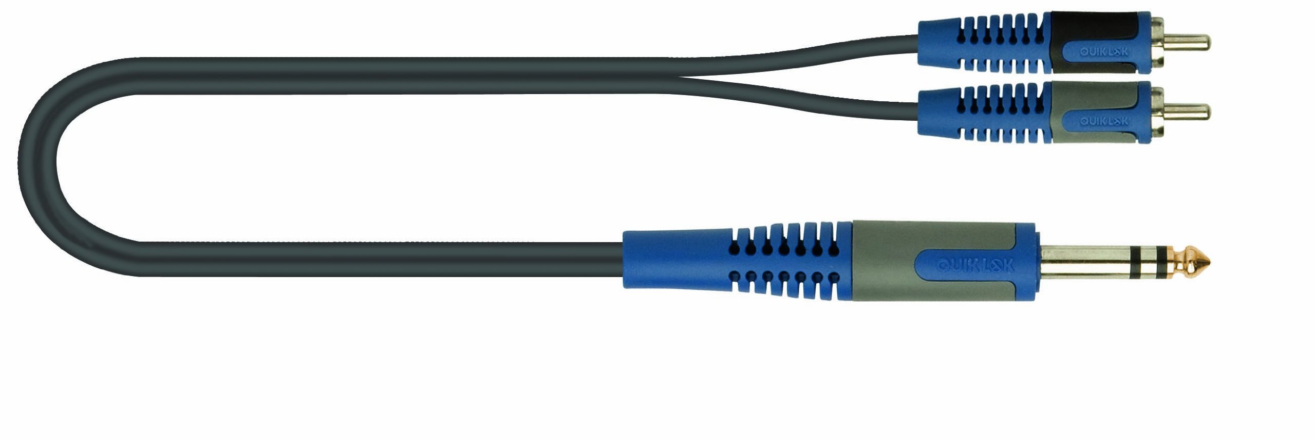 Roksolid 2m 2x Male Phono to 1x 6.3mm Stereo Jack Audio Cable