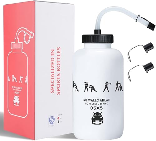 Botella de agua de hockey con pajita larga de 1 litro, botellas de agua de 1 litro, sin BPA, botella de agua de lacrosse para deportes, portero,