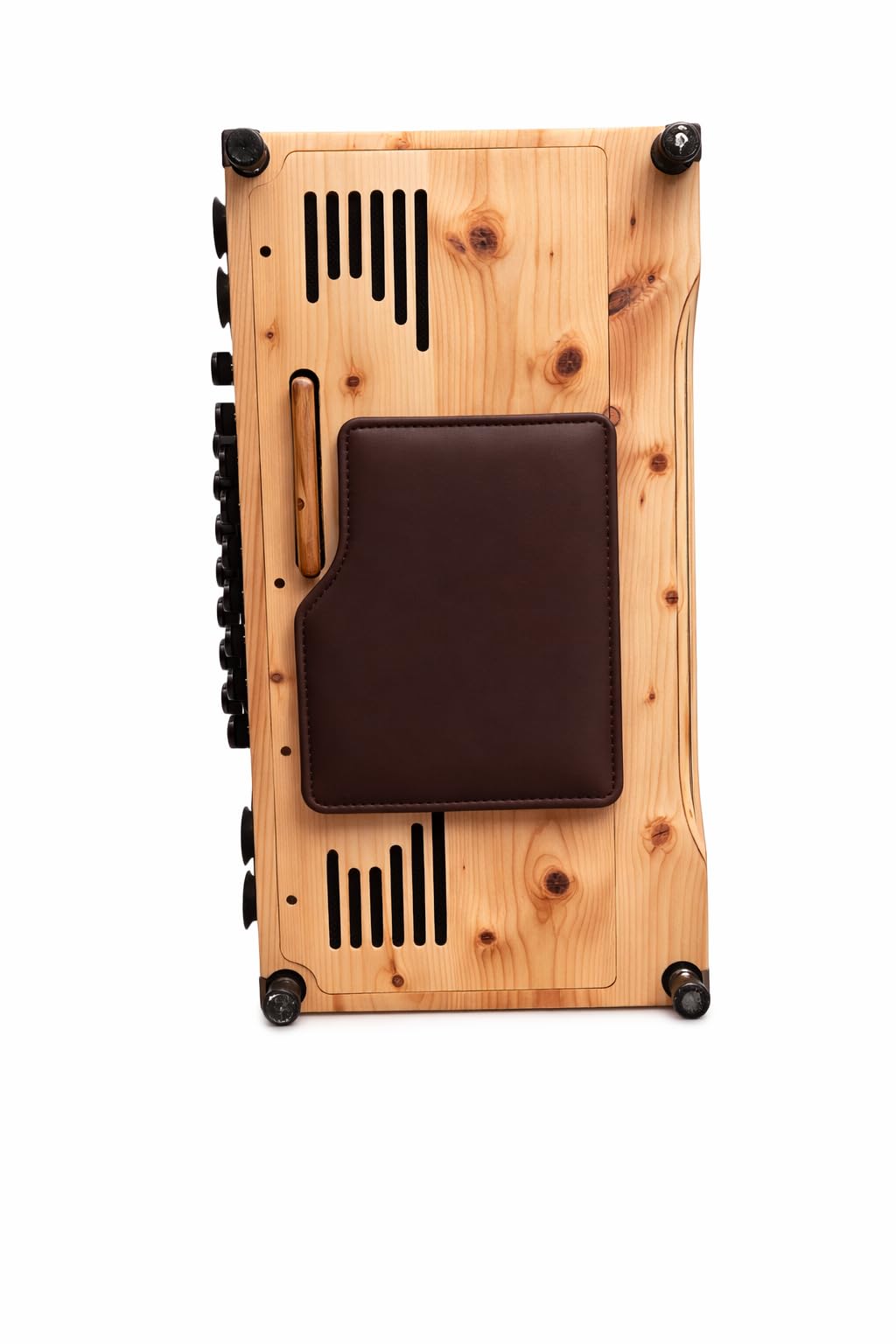 Steirische Harmonika Bassbodenleder Handgelenkschoner dunkelbraun – Variante 2 aus Echtleder – bequem, robust & passgenau – Zubehör für Bassseite, traditionell, hochwertig verarbeitet