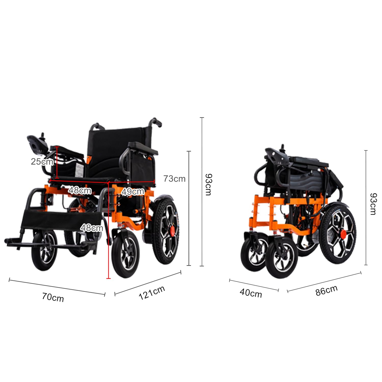 D09 silla de ruedas eléctrica – asiento ancho para grandes, con 42cm neumáticos todoterreno, Autonomía hasta 30Km,motor de 500W, batería 20Ah, capacidad de carga 150kg, ideal para viajes y uso diario