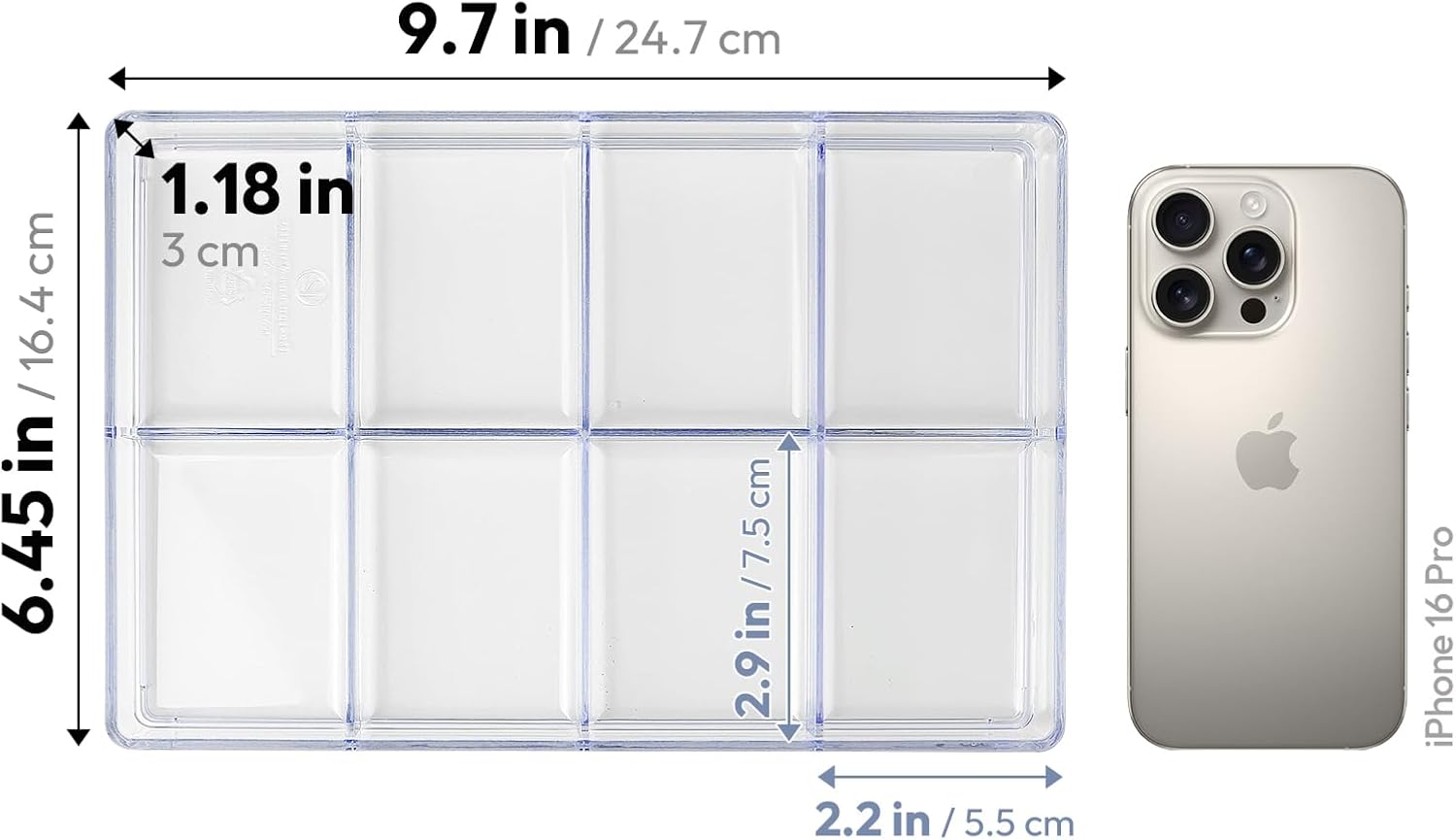 carrotez 8 Grid Jewelry Organizer Tray, Clear Stackable Storage Tray image 4
