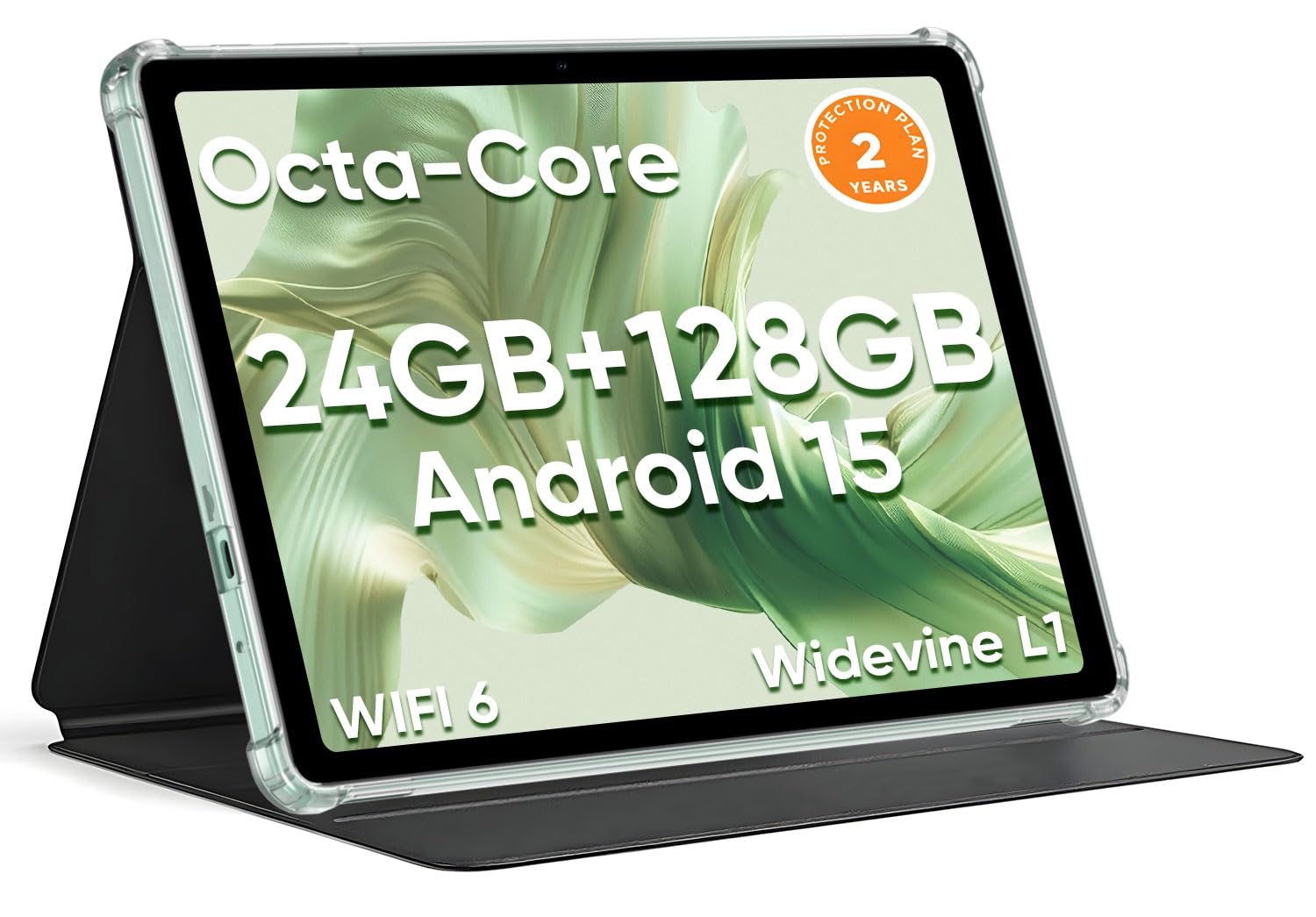 HNVHNV Android 15 Tablet Tablet de 10.1 pulgadas, 24GB RAM 128GB ROM 2TB Expand, Procesador Octa-core, 2 Años de Protección, 1280x800 HD IPS Pantalla Táctil, GPS, WiFi 6, BT5.0, Cámara Dual, Batería de 6000mAh