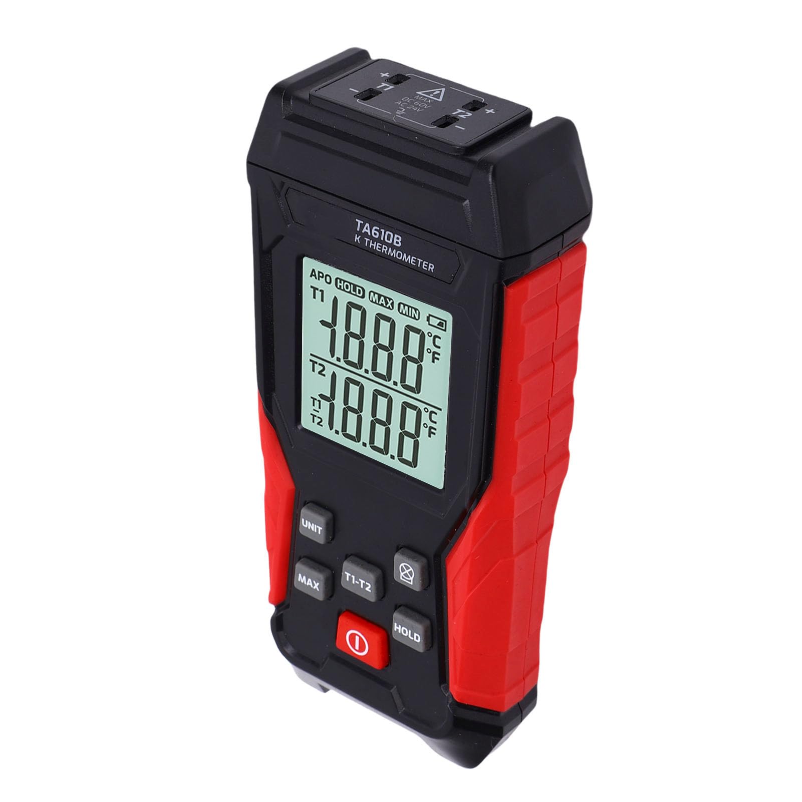 Digitales Thermoelement-Thermometer Vom Typ K, 2-Kanal-Temperaturmessgerät mit Hintergrundbeleuchtetem LCD-Display, Hochpräzises Industriethermometer, Ideal für Messungen von -200 ℃ Bis
