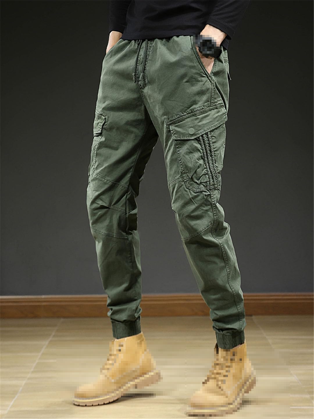 Vogrtcc Pantaloni Cargo Multitasche da Uomo Pantaloni da Jogging Casual Slim Fit in Cotone Elasticizzato