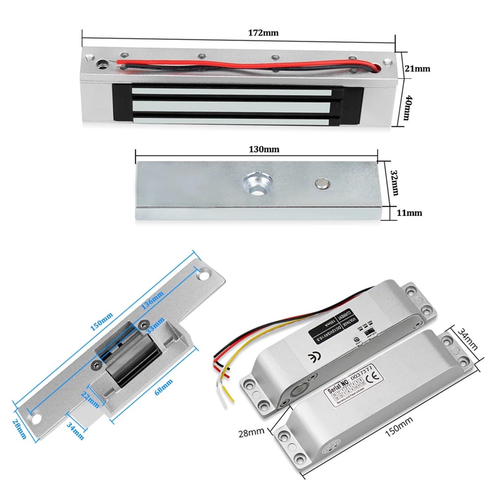 Kit de control acceso puerta, controlador con teclado RFID Wifi Tuya, cerraduras magnéticas eléctricas, desbloqueo por aplicación remota inteligente para Seguridad Eléctrica(Kit2 (Strike Lock))
