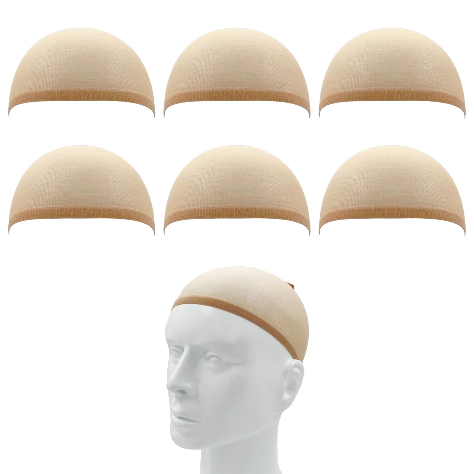 AHLPO Haarnetz Wig Cap - 6 Stück Atmungsaktive und Dehnbare Nylon Haarnetz für Perücken, Nacket Beige Perückenkappen, Elastische Perückennetz für Alltag Halloween Cosplay Party Bällen Gala-Dinners