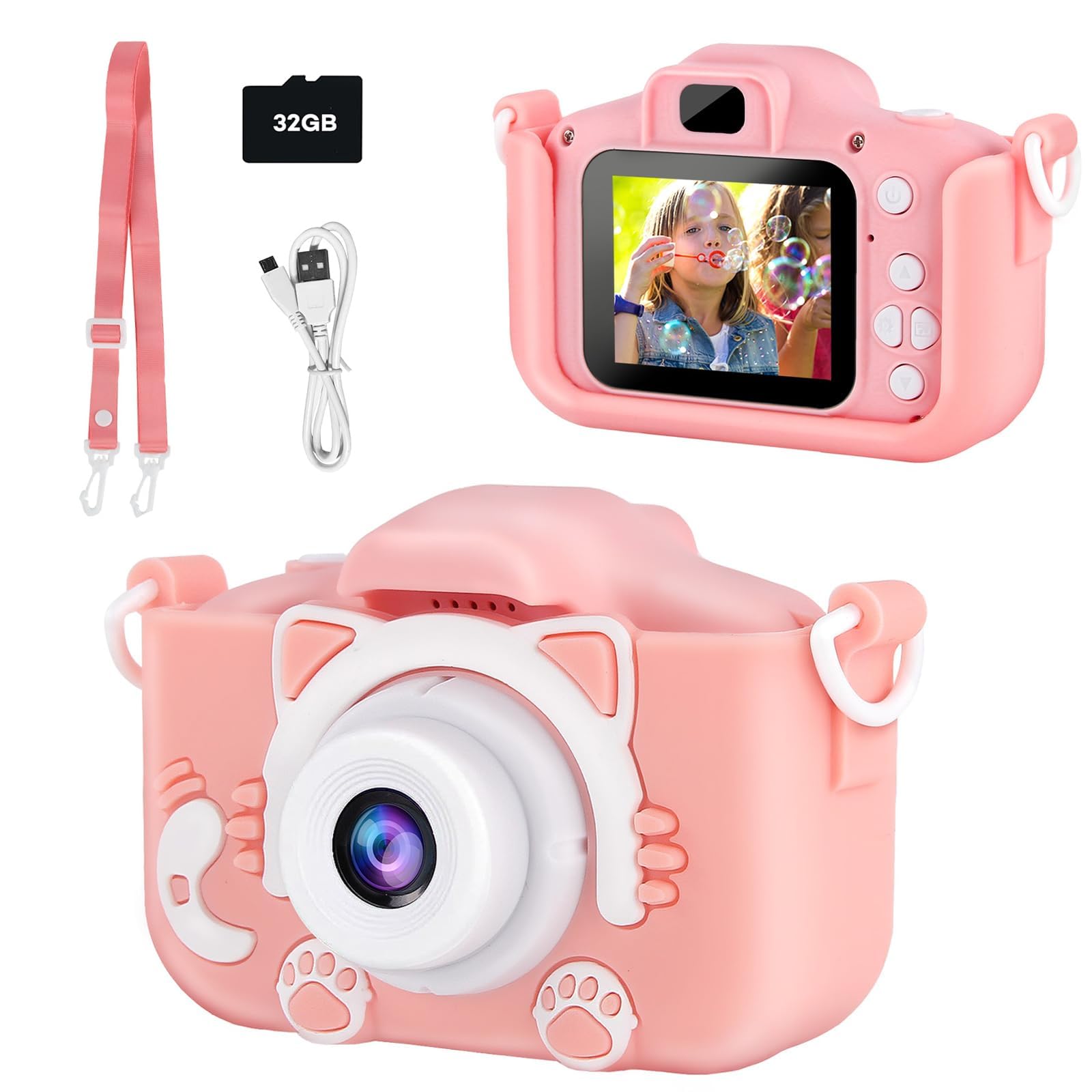 Appareil Photo Enfant Licorne - HD 1080P Avec Écran 2" & Carte 32 Go - Cadeau Idéal 3-12 Ans