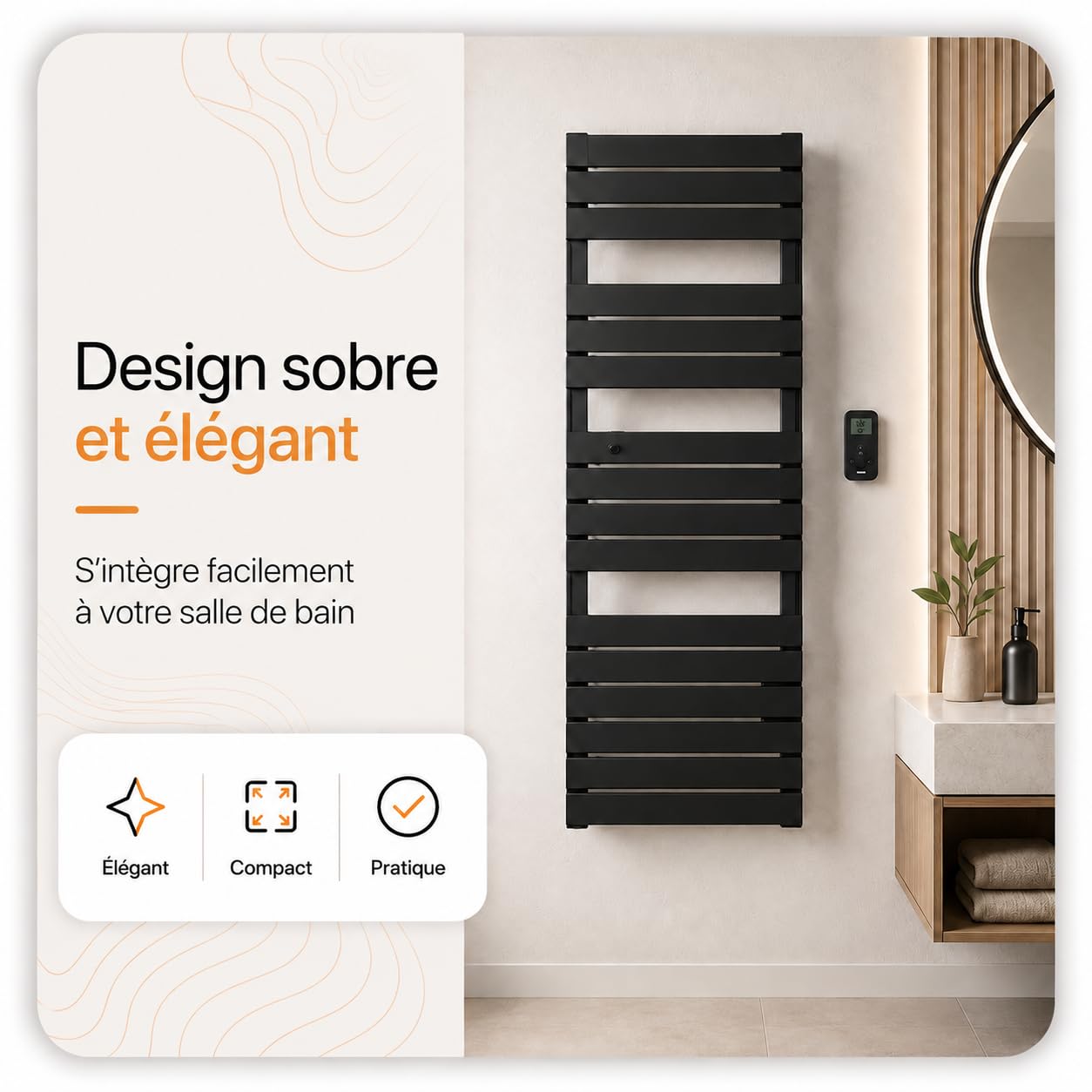 BESTHERM - Sèche-serviette électrique sans fluide 750W ANIS noir