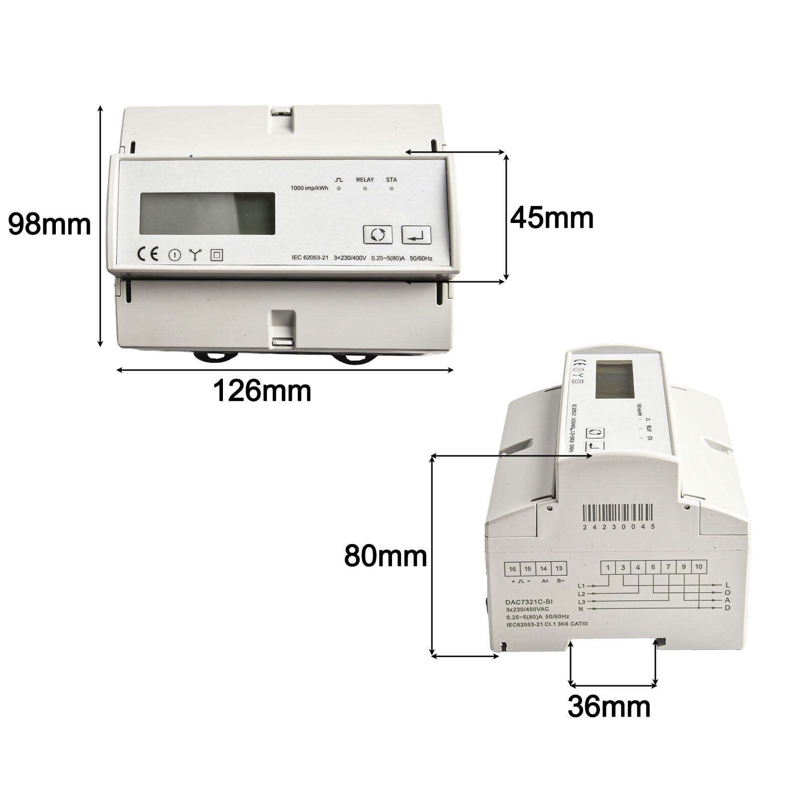 Tuya WiFi 8in1 Power Meter 2P AC Energiemeter APP Controle 170-270 V