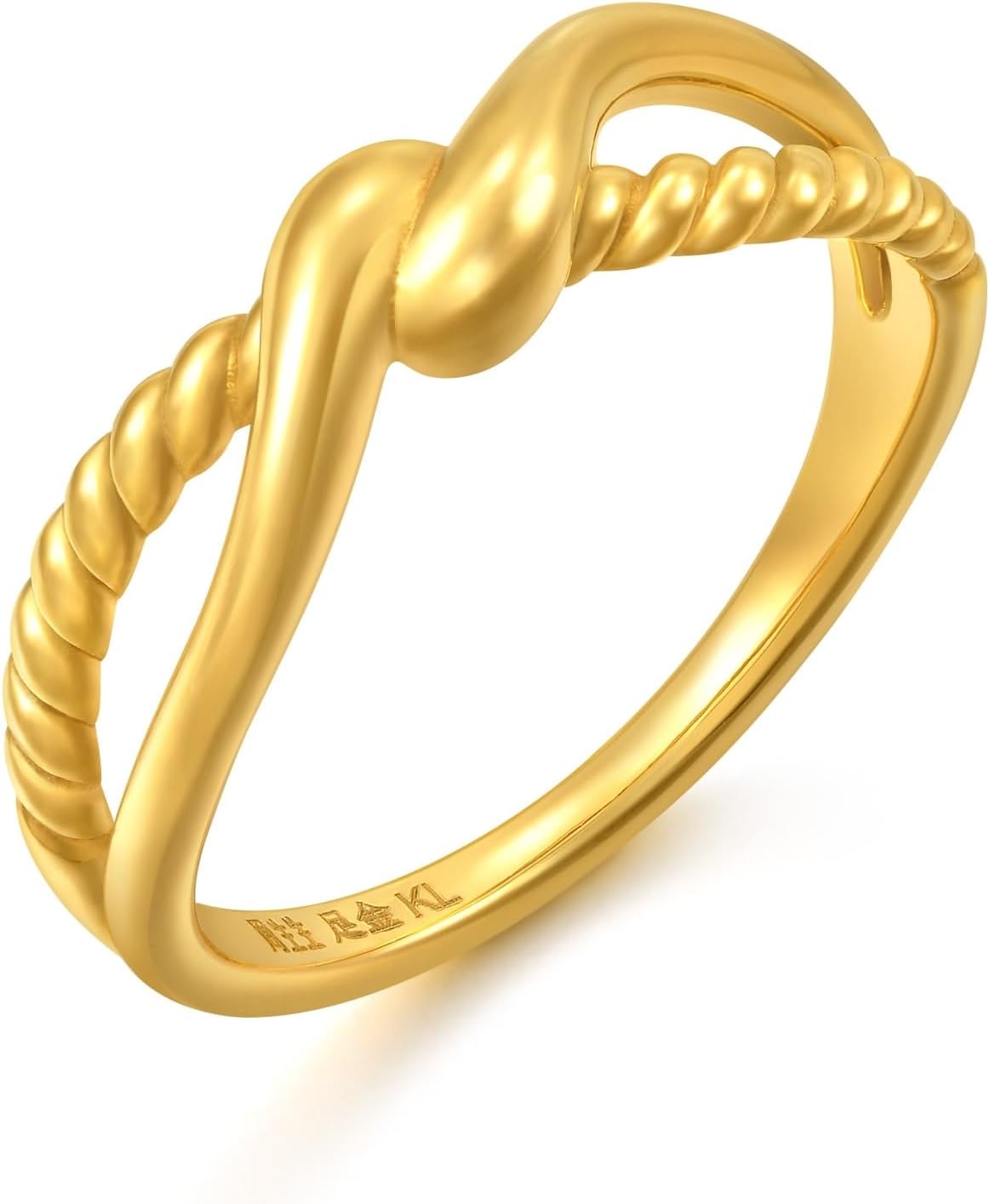 CHOW SANG SANG 999 Gold MINTYGREEN Twist Design Ring for Women (US Size: 7, Diameter 17.3mm) 95559R Price-by-Weight 5.24g Gold