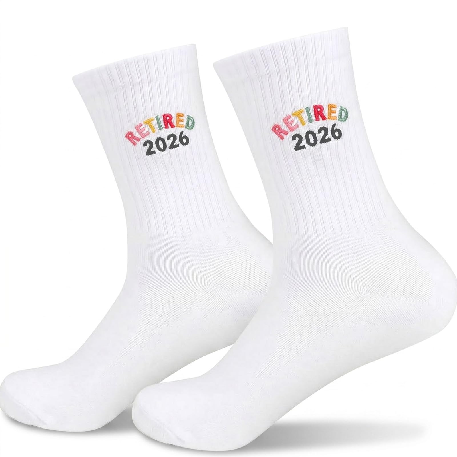 Comooka Women's White Retirement Gifts For Socks 2026 Retired Crew Cotton Socks 5-7 Novelty Leaving Gift For Colleague Friend Teacher