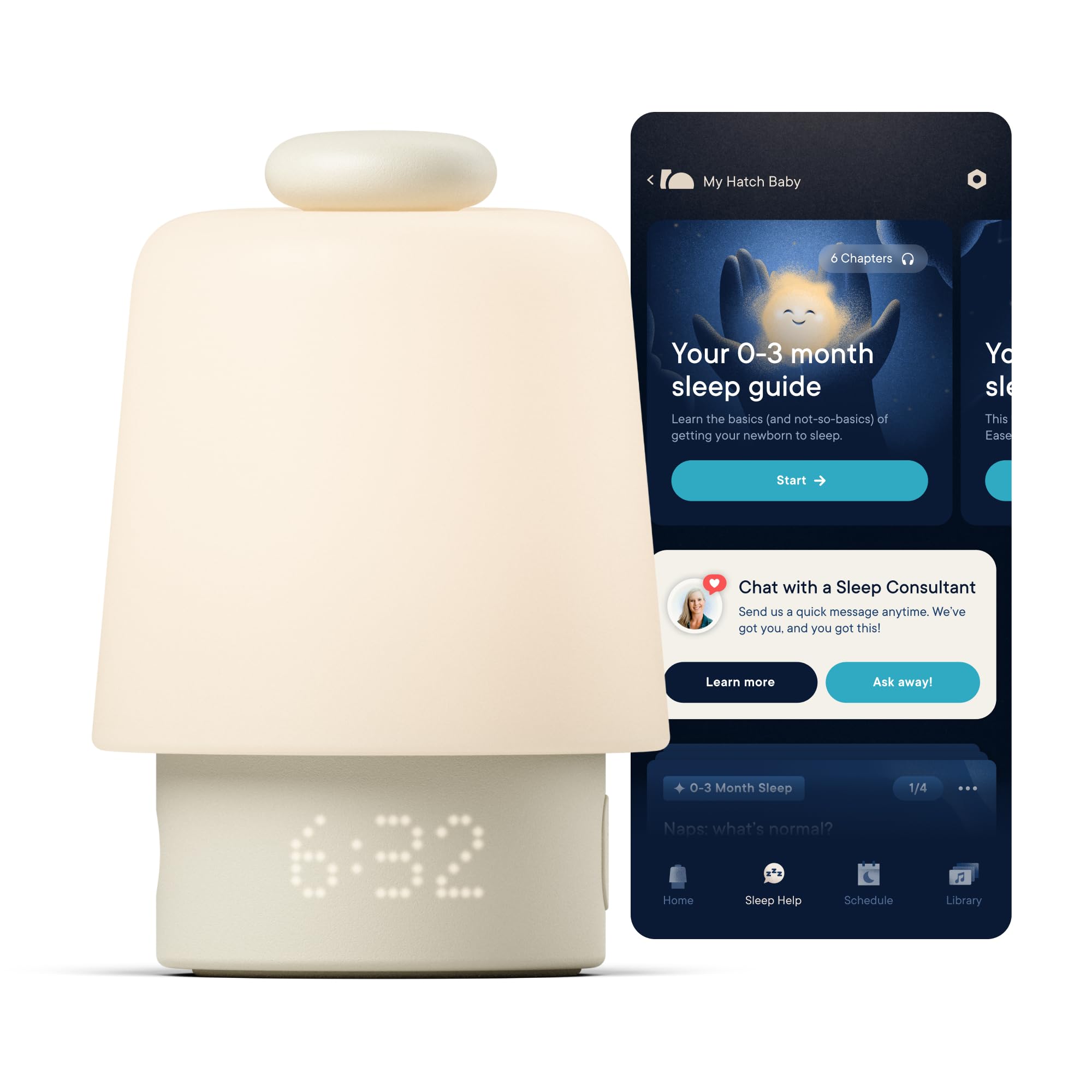 Hatch Baby Machine à Sons et Veilleuse Bruit Blanc pour Bébé, Entraîneur de Sommeil, Réveil Heure de se Lever