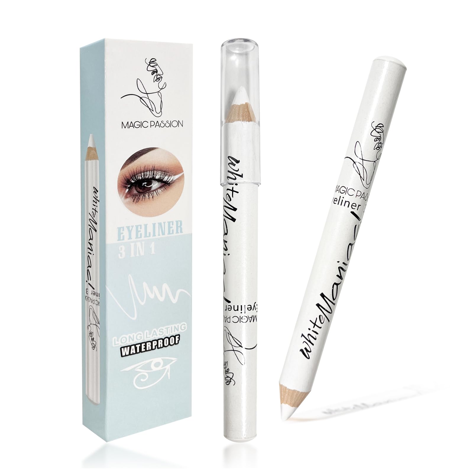 White Eyeliner Pencils Longwearing Waterproof Eyeliner Professional Highlighters Eye Liner pigmented Colorful Eyeliners for Eye Makeup for Women