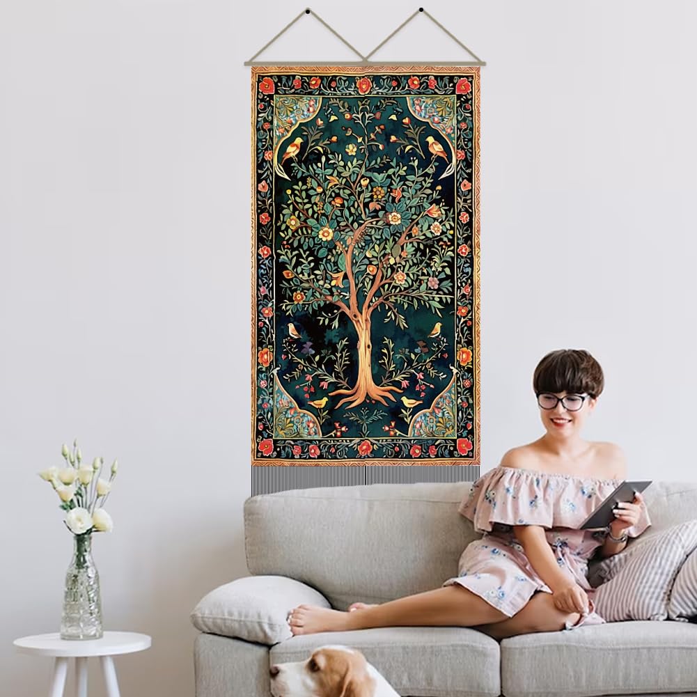 SUPERDANT 2x Wandteppich Sonne & Mond – 33x116 Cm, Mit Quasten & Aufhängebändern
