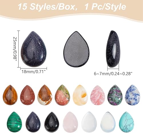 Miniatura 2 de PH PandaHall 15 estilos de cuentas de 1 x 0.7 pulgadas con parte trasera plana, cuentas sintéticas para fotos, manualidades, collares, joyería, 15