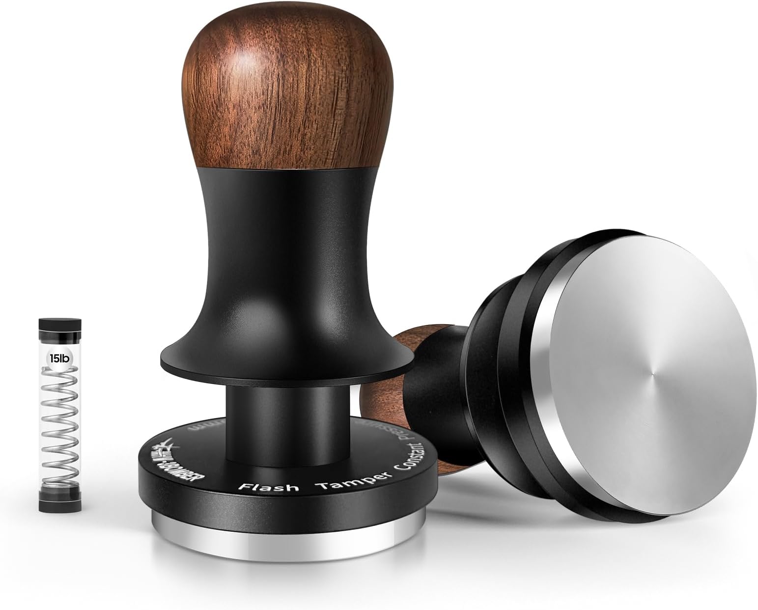 MHW-3BOMBER 45.5mm Espresso Tamper - 3 Spring Loaded Coffee Tamper with Sound Feedback - Barista Calibrated Tamper with 15lb / 30lbs Replacement Springs - Compatible with Flair Pro and Pro 2,T7070F-OS