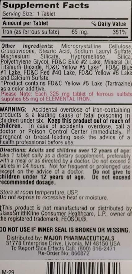 Miniatura 2 de Paquete de 3 FeroSul 325mg (5GR) recubierto de sulfato ferroso fácil de tragar 100 ct. tabletas (verde)
