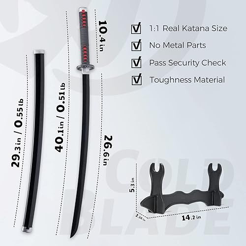 Miniatura 4 de Espada Demon Slayer - Réplica de Katana de anime de 41 pulgadas con cinturón y soporte, espada duradera perfecta para cosplay, espada Nichirin con