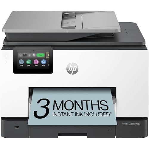 HP OfficeJet Pro 9135e Wireless All-in-One Color Inkjet Printer, Print, scan, copy, fax, ADF, Duplex printing best-for-office, 3 month Instant Ink trial included, AI-enabled (404M0A)