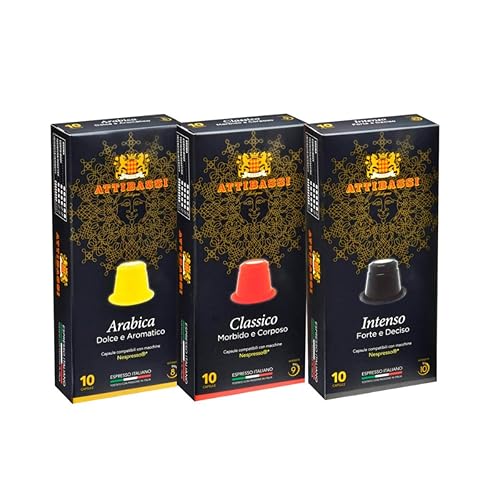 Attibassi Nespresso  * Cápsulas de café compatibles Varitey Pack Italian Strong Taste 30 cápsulas (paquete de 3)