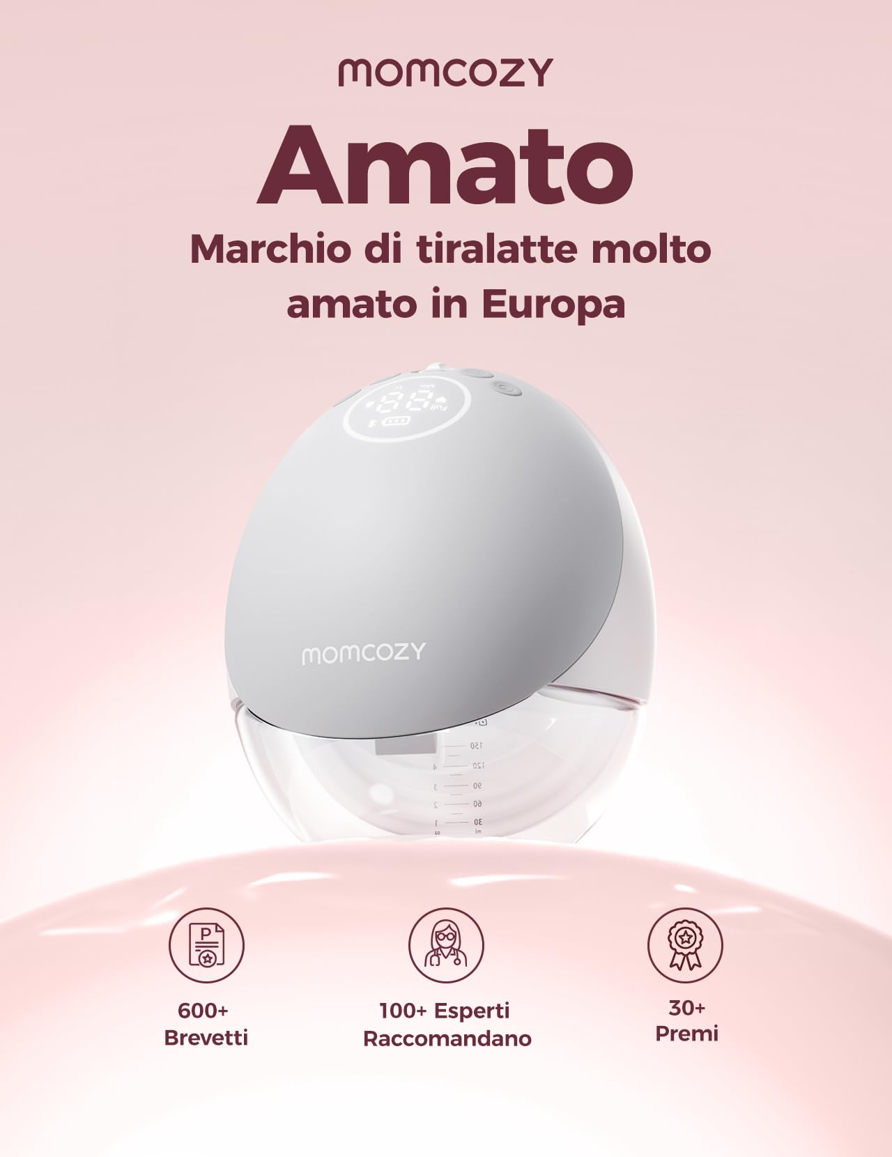 Momcozy Tiralatte Elettrico Indossabile M9 | Tiralatte a Mani Libere Mobile Flow con Controllo App, 15 Livelli e Multi-Modalità, Pompa Latte Elettrica Portatile 24 mm, 2 Pezzi, Grigio