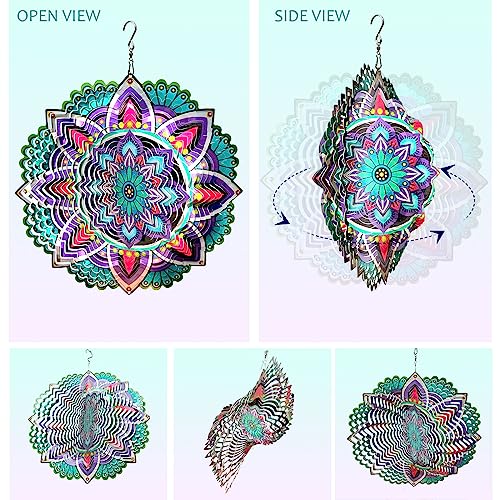 Image of Aoedelyart Hanging Wind Spinners for Yard and Garden Mandala Purple Star,Kinetic Wind Spinners Outdoor Worth Gift Christmas Decorations,12Inch Stainless Steel Wind Spinner for Outdoor&Indoor Decor