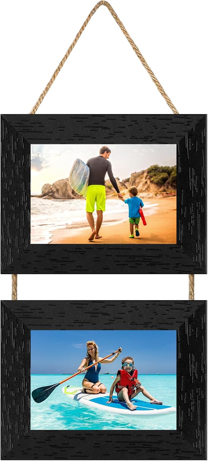 4x6 Picture Frames Collage Wall Decor, Wall Hanging Picture Frames Collage with 2 Opening Black