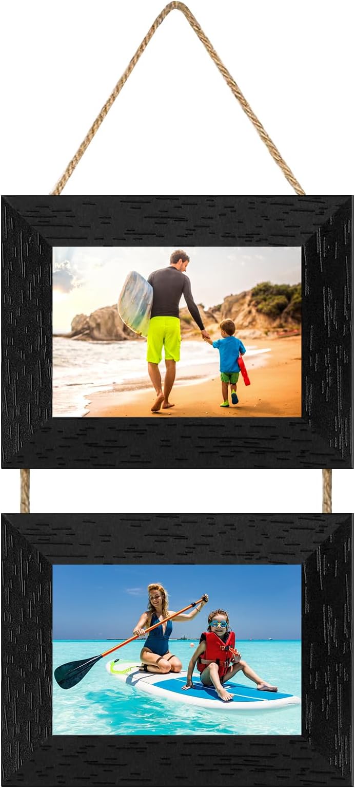 5x7 Picture Frames Collage Wall Decor, Wall Hanging Picture Frames Collage with 2 Opening Black