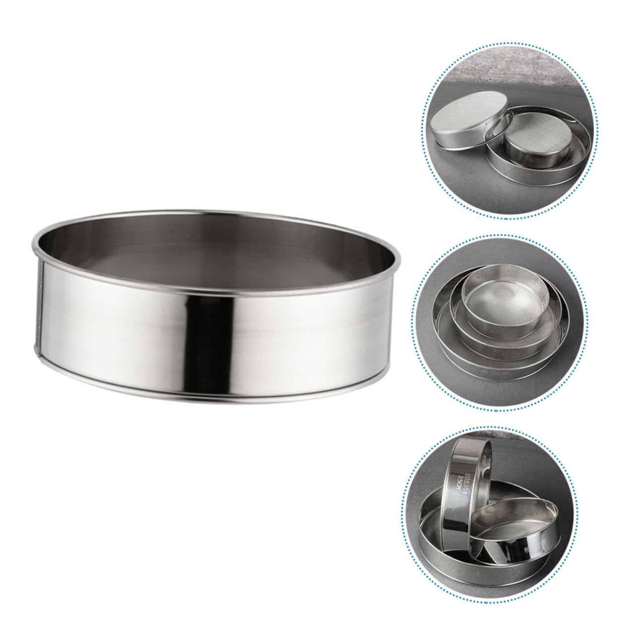 5-teiliges Mehlsieb-Set aus Edelstahl – Rundmaschenfilter zum Backen und Kochen, manuelles Siebwerkzeug für feines Mehl, Kaffee und Kuchenbacken – unverzichtbar in der Küche zum präzisen Sieben