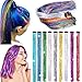 FAIRY COLOR 9PCS Girls Hair Accessories Party Highlights Colorful Clip in Tinsel Hair Extensionsï¼ŒSynthetic Straight Long Hairpiece (Rainbow Color)