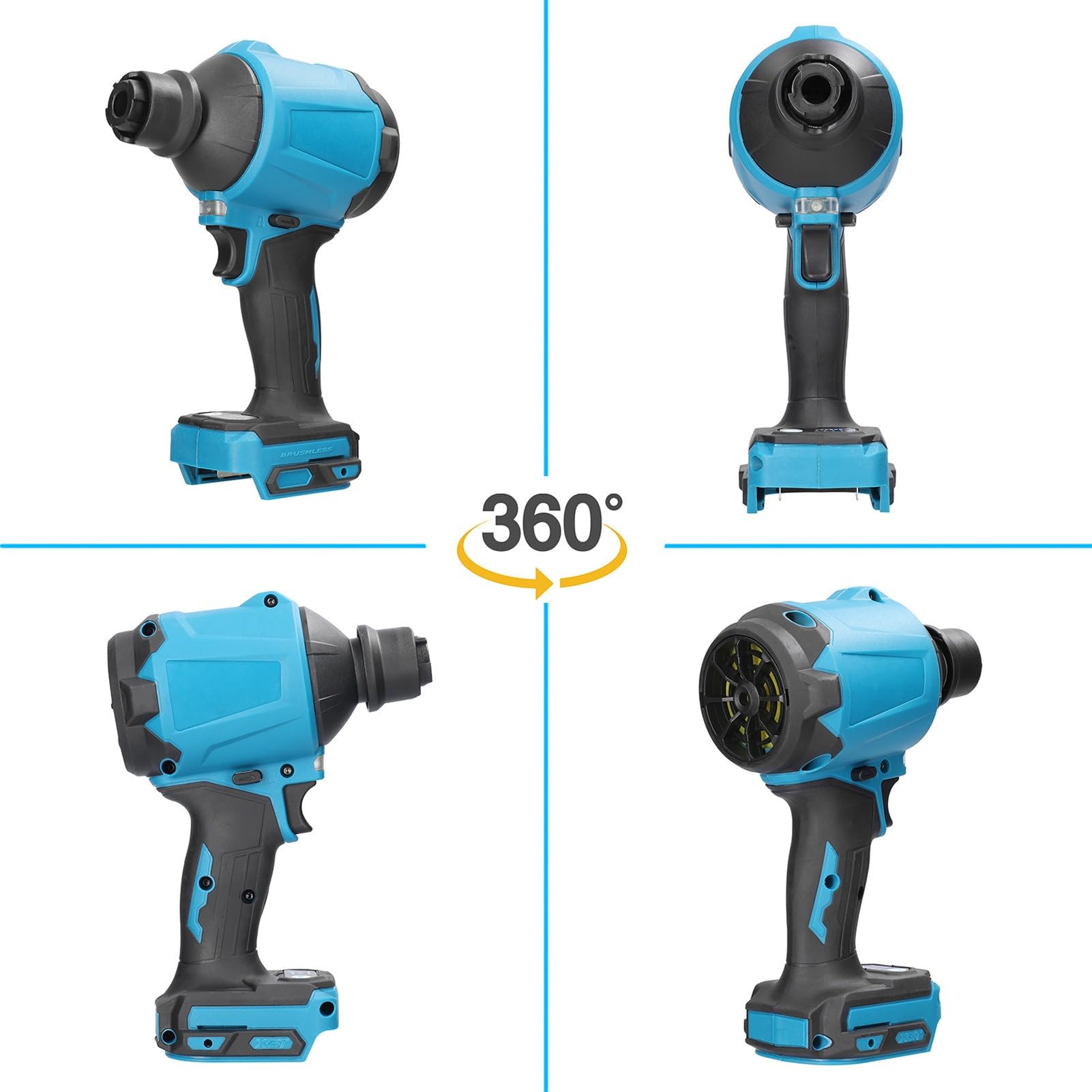 Soplador de aire sin escobillas, motor de alta velocidad, compatible con batería Makita de 18 V, soplador de hojas para camping, barbacoa y taller, batería (no incluida)