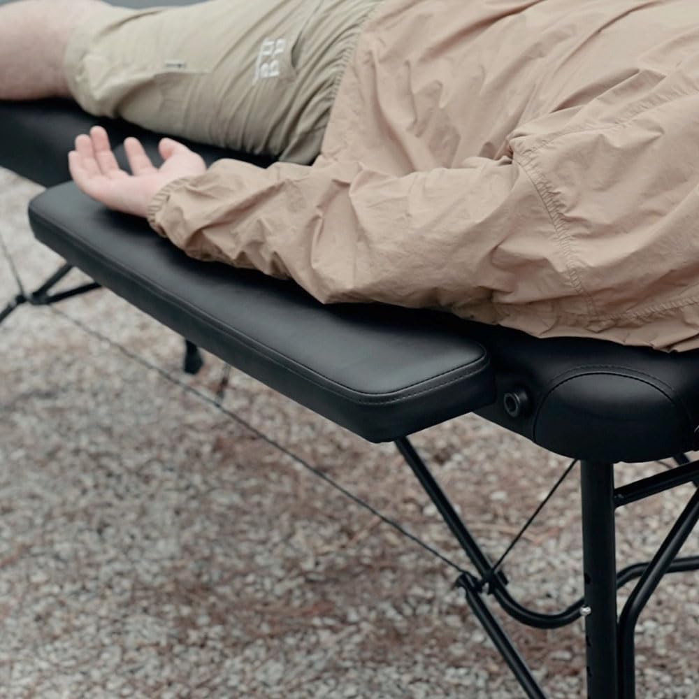 Halia 302 Classic Ultra-Light Travel-Size Aluminum Foldable Portable Massage Table for Professional Mobile Massage Therapists, with Side Arm Extensions