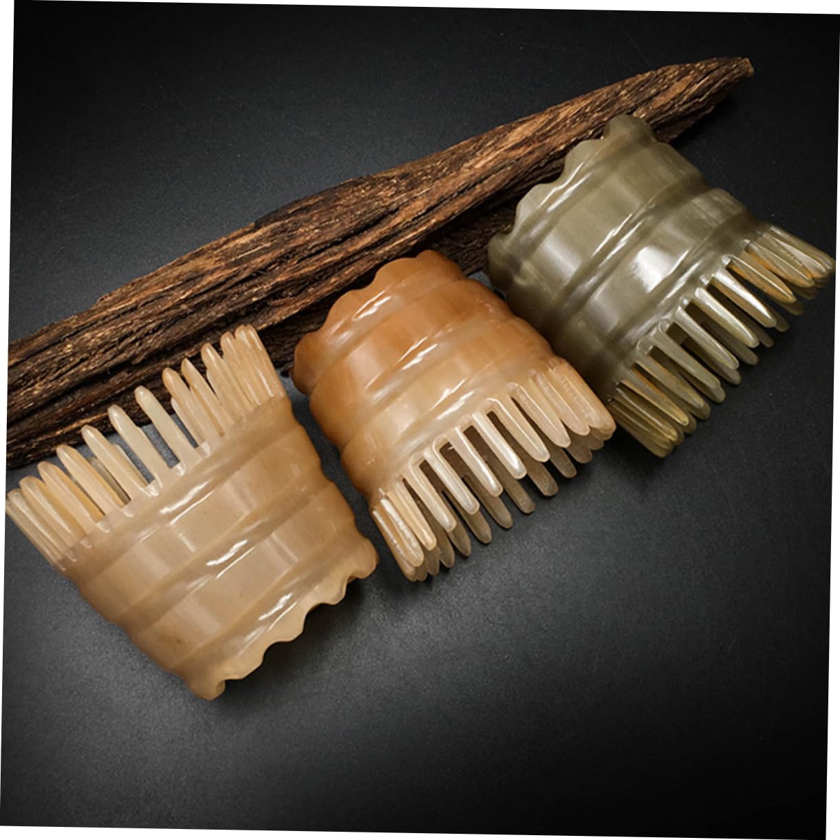 2piezas Masajeador De Cabelludo De Búfalo Natural Cepillo De Lavado De Cabello Masaje Para El Crecimiento Del Pelo Color Aleatorio