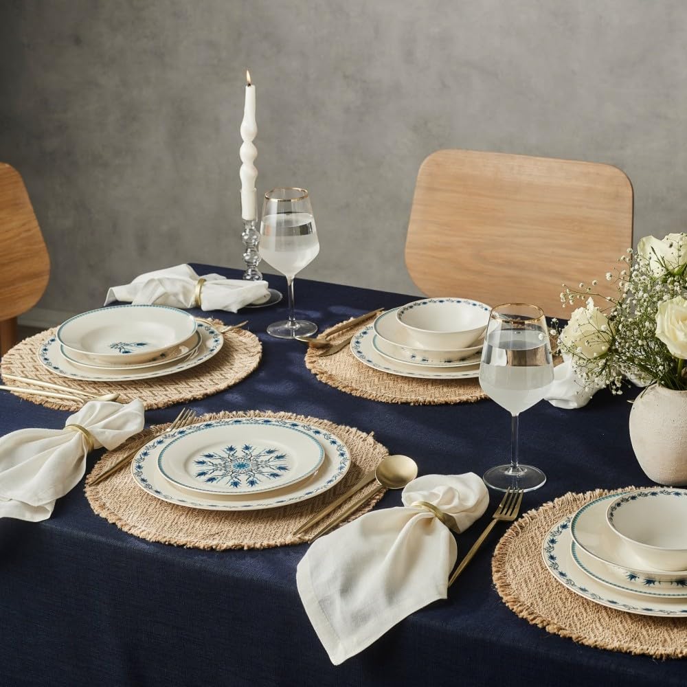Karaca Forever Bone China Iznik - Vajilla de 24 piezas, 6 personas, multicolor
