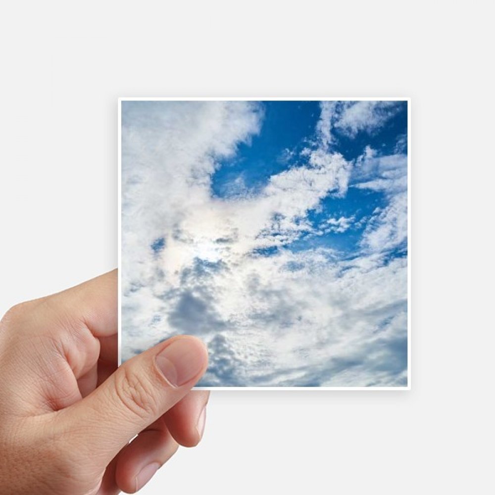 Autocollant carré bleu ciel blanc nuages lot de 8 stickers muraux 10cm