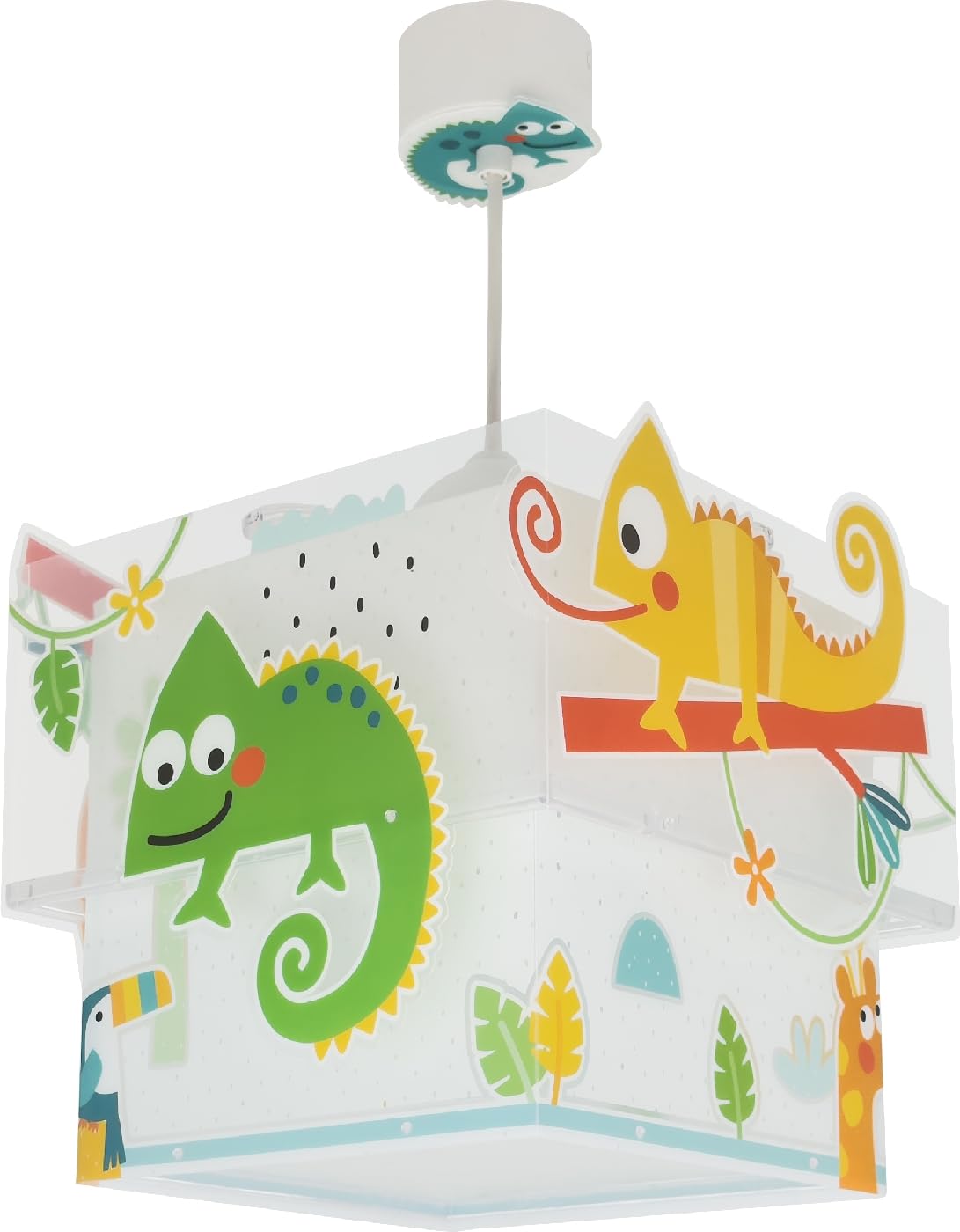 Lampada a sospensione per bambini Dalber Happy Jungle, Camaleonte Giungla Animali, 63312M, E27, lampade per bambini, cameretta.