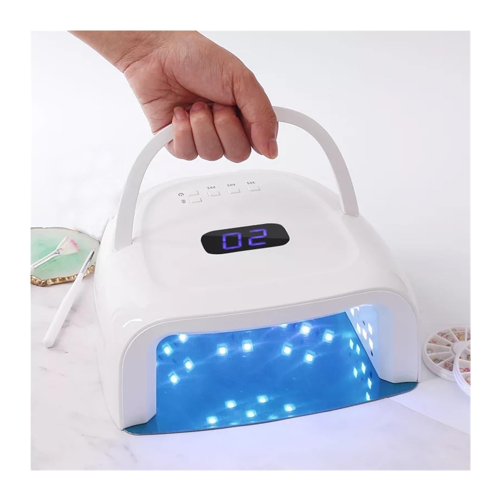 Lampa UV do Paznokci, Lampa LED UV do paznokci 60 W Lampa do ładowania paznokci S20 Bezprzewodowa suszarka do żelu Maszyna do manicure Pedicure Światło Bezprzewodowa lampa UV LED do paznokci 15600 mAh