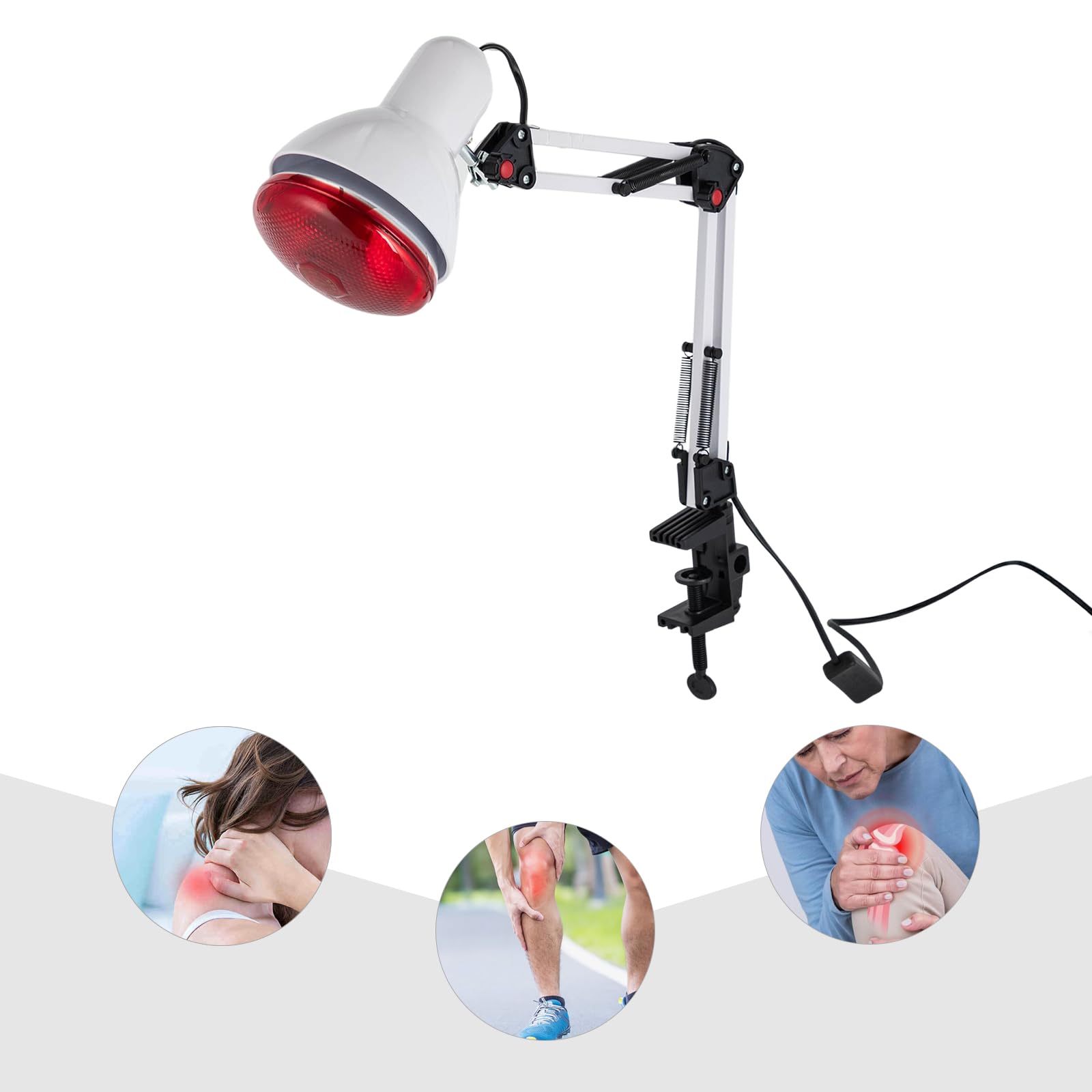 MINRS Lampada a infrarossi, lampada a luce rossa, lampada a infrarossi, 150 Watt, regolabile in altezza e pieghevole, per alleviare il dolore e il rilassamento muscolare