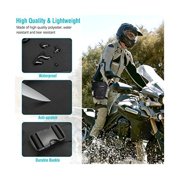 HUANLANG Drop Leg Bag for Men Women Motorcycle Leg Bags Tactical Fanny Pack Outdoor Waterproof Thigh Bag with Leg Strap Removable Leg Harness Bag for Hiking Climbing Cycling Fishing Riding Travel - Image 4