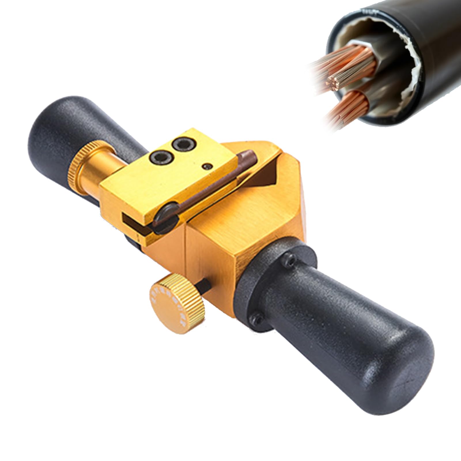 Cortador pelacables giratorio – Máquina peladora manual de cables para cables aislados de alto y bajo voltaje – Diámetro pelable de 12 a 40 mm – Cuchillo de extracción de capas – Herramienta