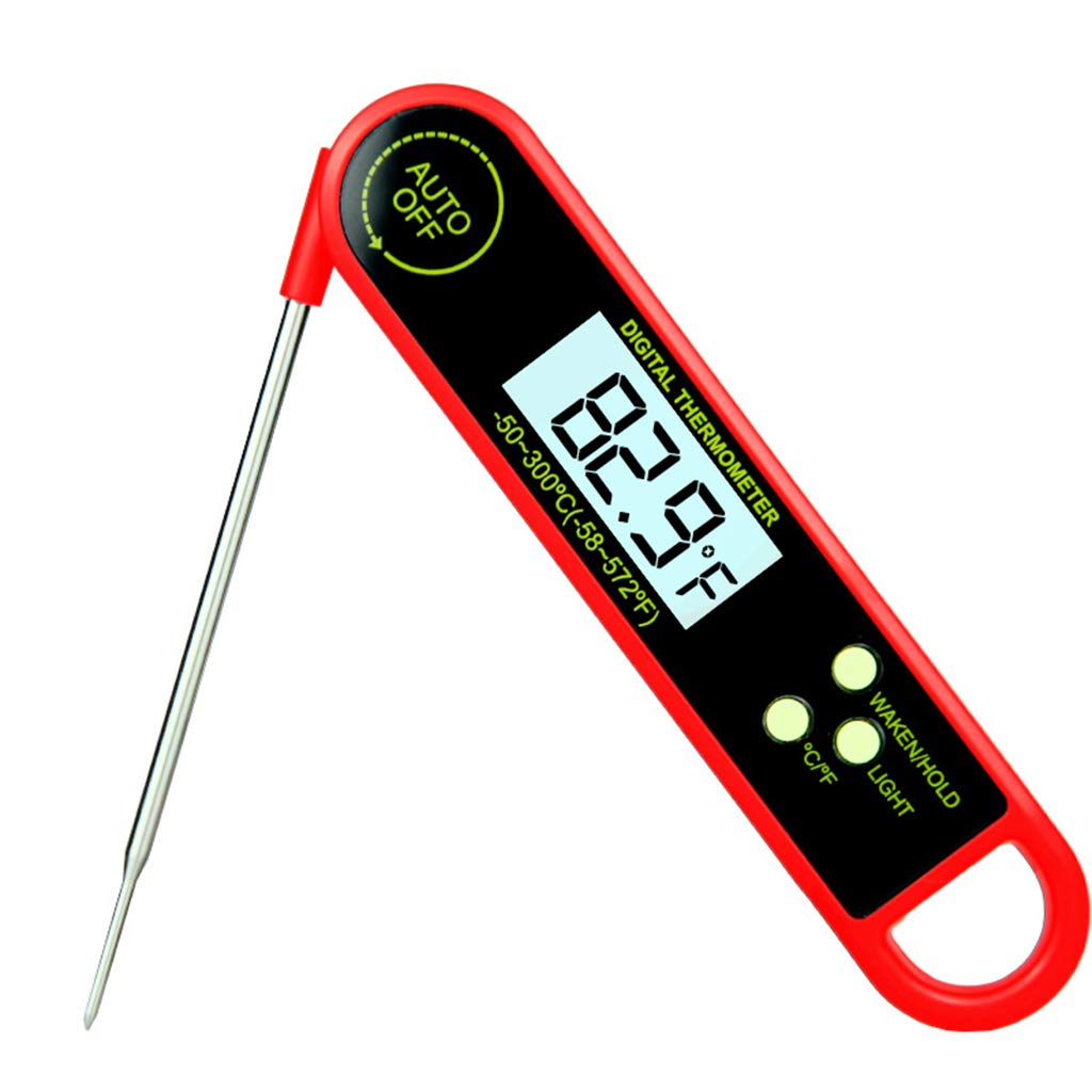 Thermomètre à Lecture instantanée, thermomètre numérique pour la Cuisson de la Viande/avec sonde Pliable, thermomètre à Viande Barbecue pour fumoir à friandises, Orange (Orange)