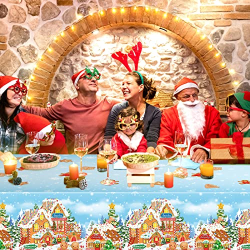 Tiamon 3 Pcs Gingerbread Man Tablecloths Plastic Christmas Gingerbread Table Covers Waterproof Xmas Table Cloths for Christmas Family Gathering Winter Holiday Birthday Party Supplies, 108 x 54 Inch – Image 7