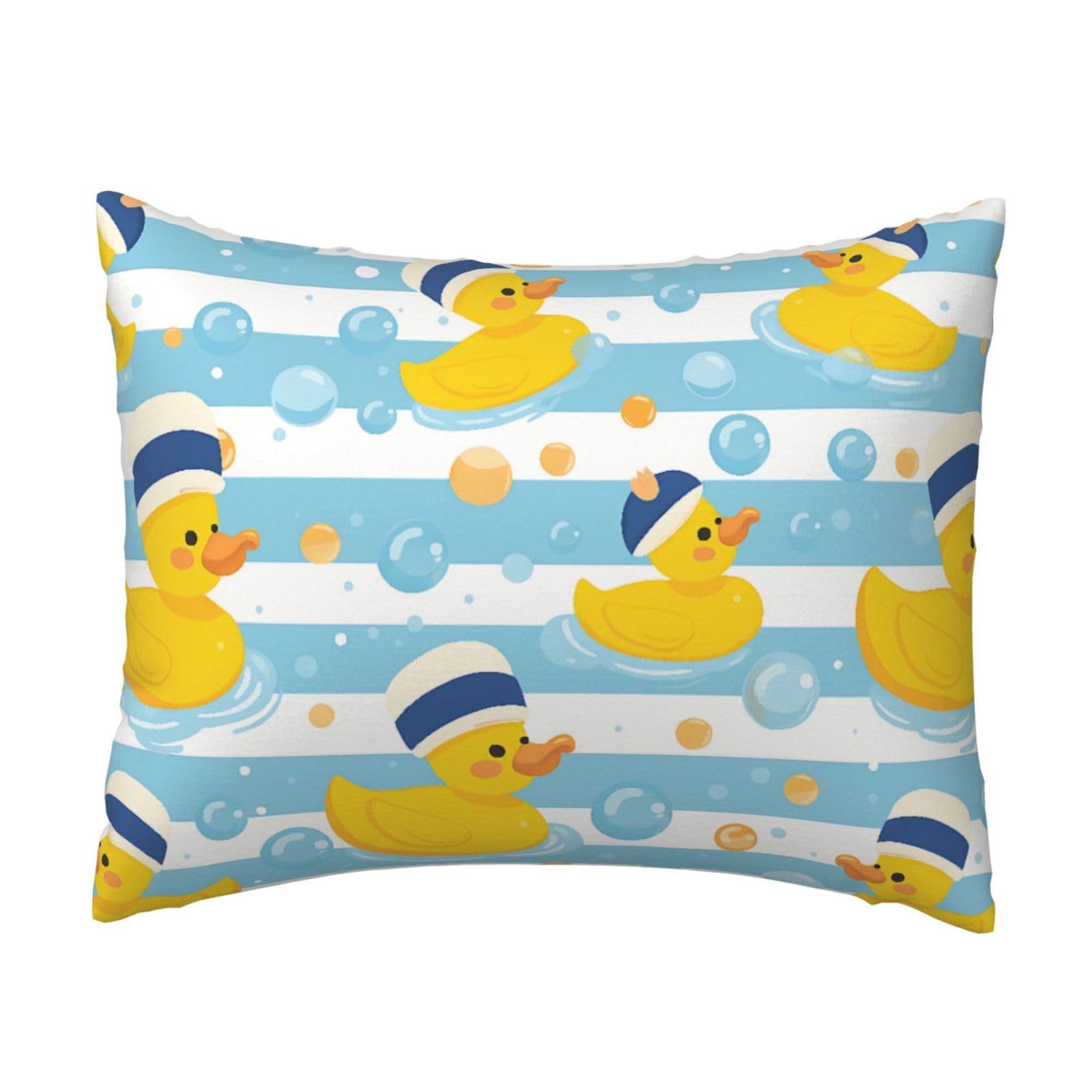 Rubber Duck Wearing Nautical Hat Pillowcase Soft Plush with Zipper Decorative Pillowcovers 16x20 in
