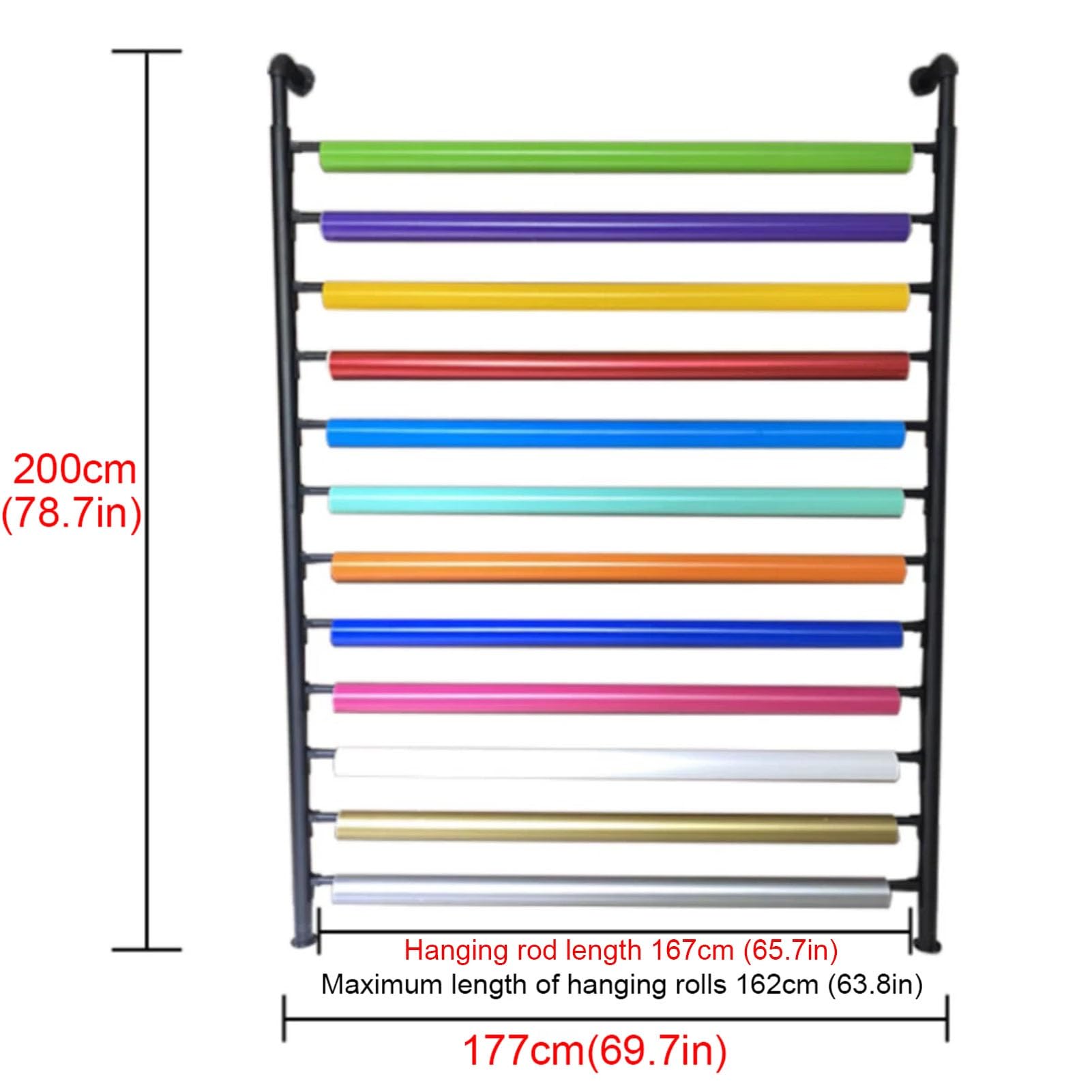 Estante de almacenamiento de pared para rollos de vinilo de coche, barra colgante ajustable, soporte de exhibición de metal para papel pintado y envoltorio