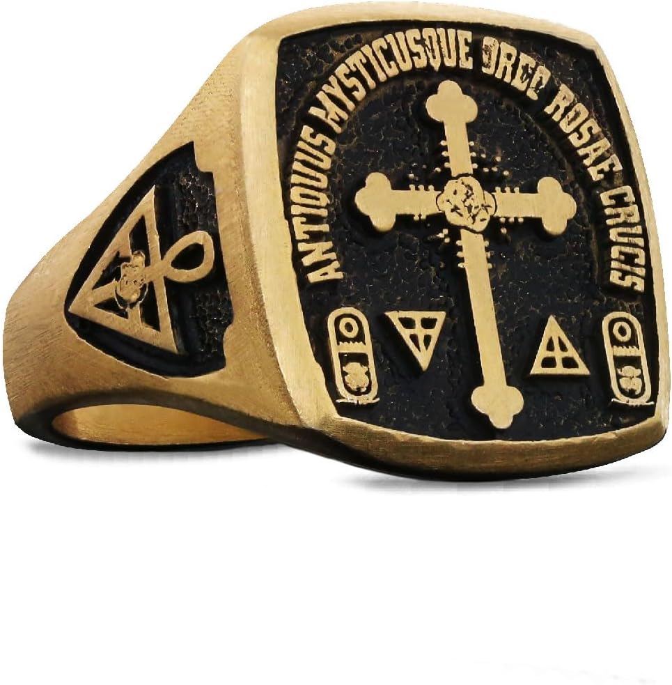 Special Design Rose Crucis Silver Ring,Amorc Membership Rings, Spiritual Symbol of Ancient and Mystical Order Ring