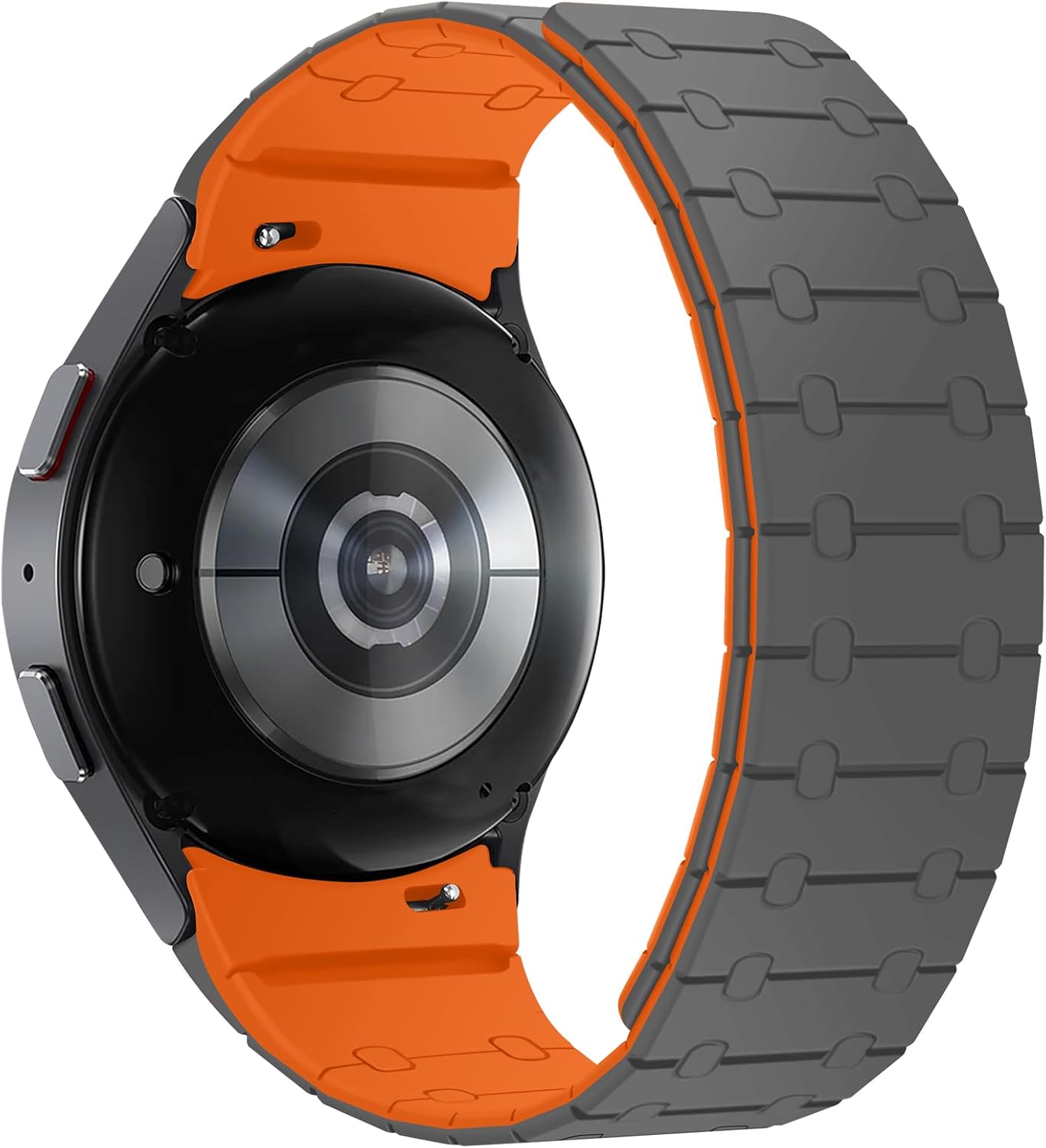 Magnetic Band Compatible with Samsung Galaxy Watch 7/FE/6/5/4 Band 40mm 44mm/Galaxy Watch 5 Pro 45mm/Watch 6 4 Classic 42mm 46mm 43mm 47mm, 20mm Silicone Sport Strap for Women Men, Gray/Orange - Image 2