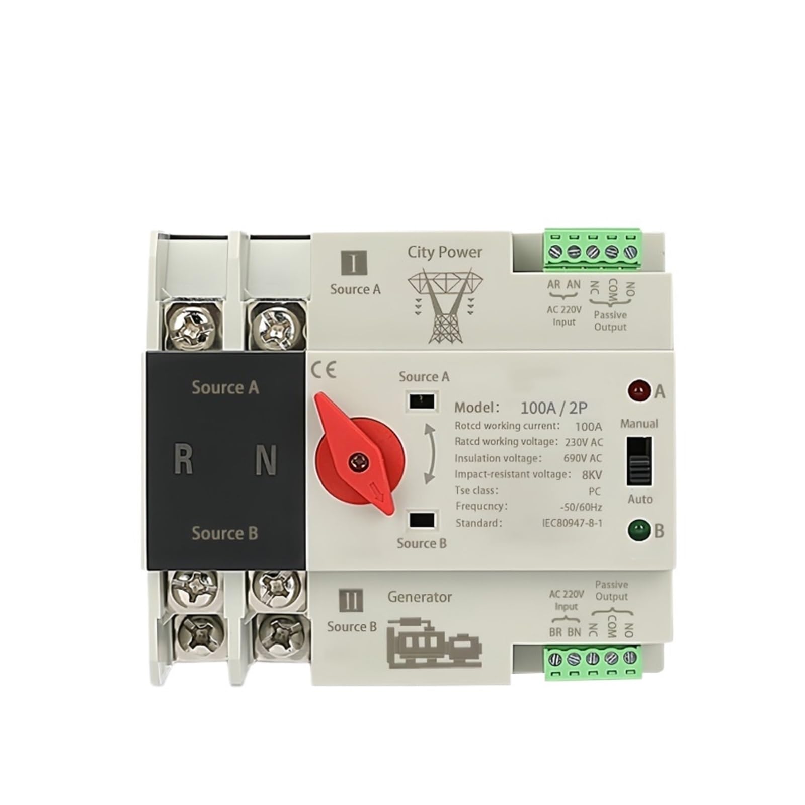 Commutateur de transfert automatique double alimentation pour basculement sans coupure